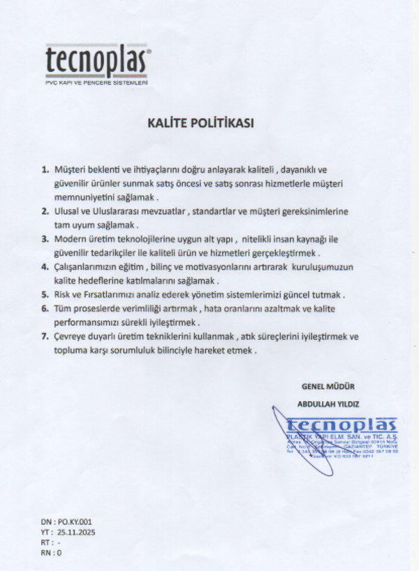 Kalite Politikamız